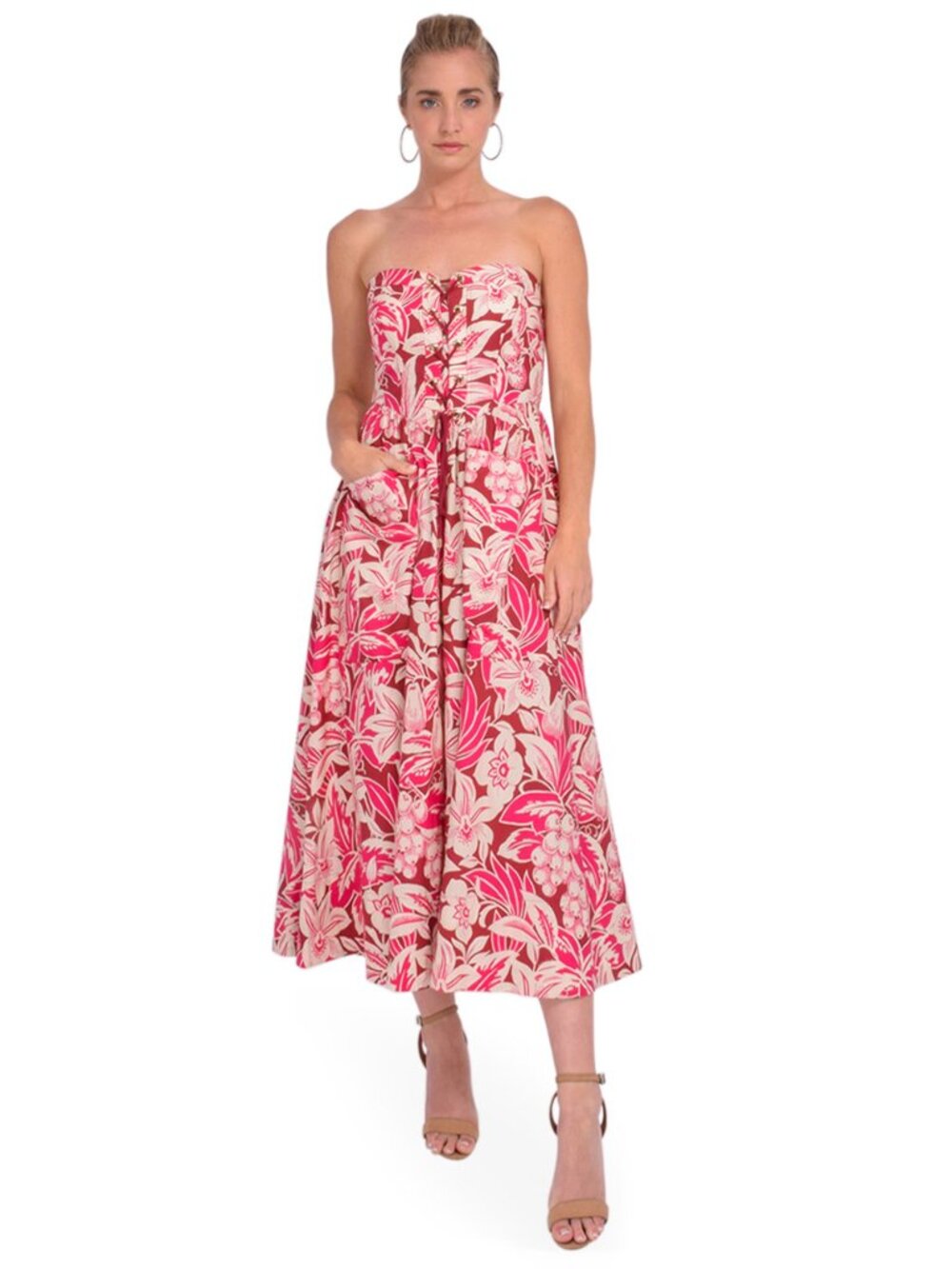Cara Cara Nicola Cotton Dress in Tropical Harvest Pink Size 10 NEW